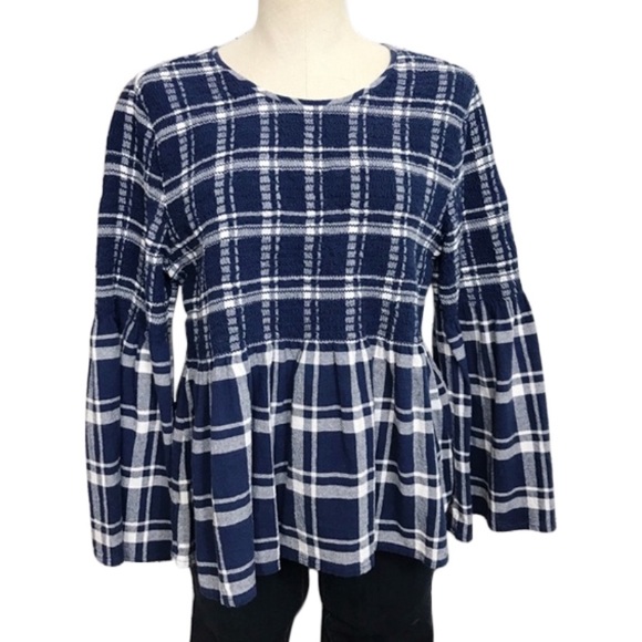 Caslon Tops - Caslon | Plaid Print Plume Ruffle Bottom Blouse